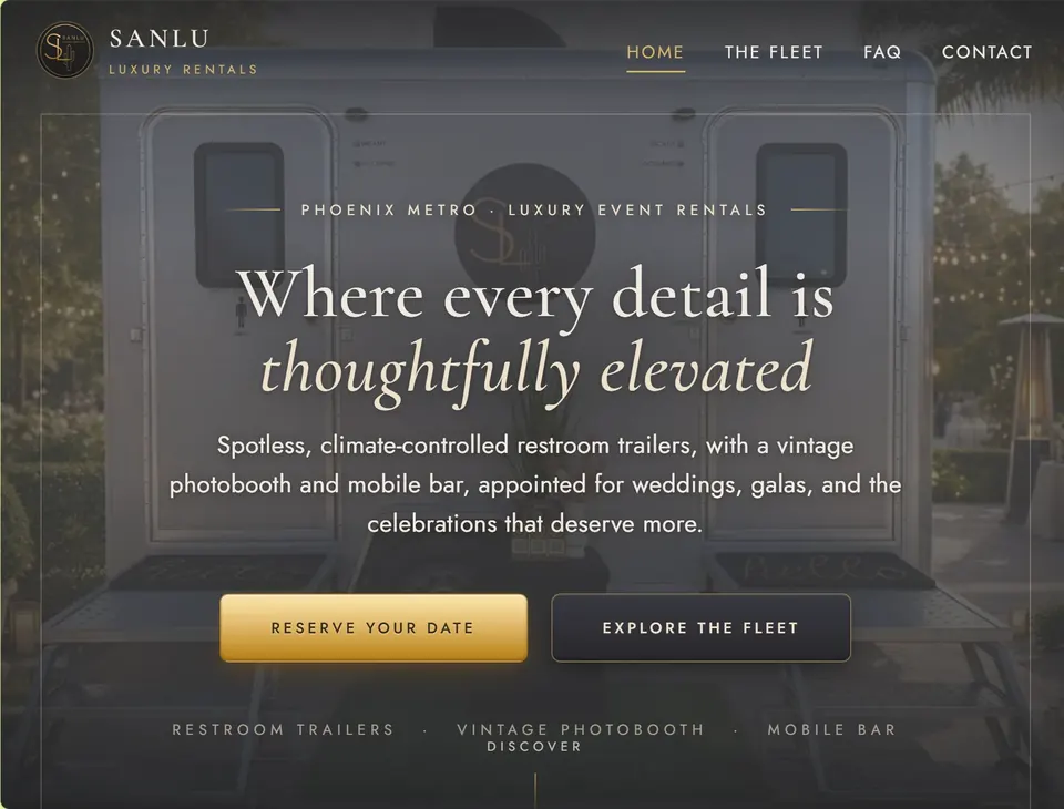 SanLu Luxury Rentals homepage: where every detail is thoughtfully elevated